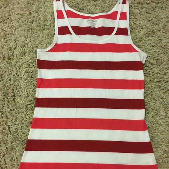 Old Navy Tops - Old Navy "perfect" style red/pink stripe tank XL